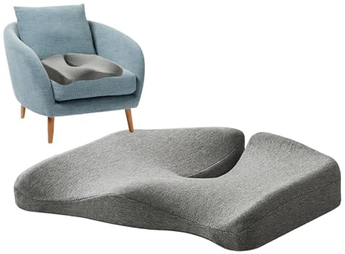Almohada de apoyo para glúteos, cojín ortopédico, almohadilla larga para sentarse, capa de espuma viscoelástica transpirable con forma contorneada de ajuste de espalda, comodidad para sentarse en la