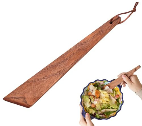 Dewireaey Wooden Spatula | Long Handle Wooden Flat Turner - Non-Scratch Flat Flipping Tool Flipper Utensils for Turning Scraping Pancakes Pan Fish Serving