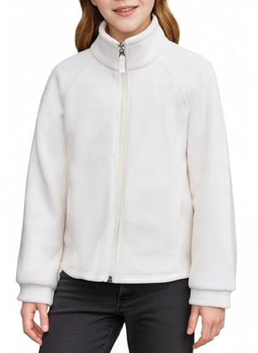 Haloumoning Giacca in Pile da Ragazza con Collo Alto e Zip | Leggera e calda, effetto peluche, tinta unita, stile casual per bambini
