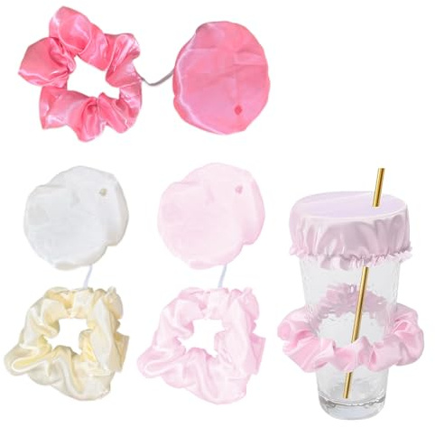 LONZIKP 3 Pezzi Cap Scrunchie Elastico per Capelli Copri Drink, Protezione KO Gocce Braccialetto, Copertura Anti-Spike per Bicchieri da Discoteca e Club