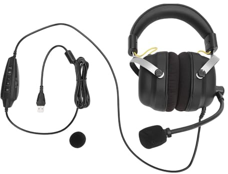 Yanmis Casque de Jeu USB câblé, 7.1 Sound Surround Sound USB Gaming Headphone avec Micro, Casque Stéréo Subwoofer Wired Phorones pour Ordinateur Portable PC, Modes Multi-Jeux