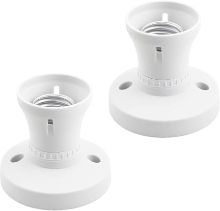 E27 Lamp Holder, Bayonet Light Fitting and Ceiling Rose Light Fitting, Light Socket for Ceiling Fixtures and Wall Lights, 2 Piece Bakelite Shell with Screw Base Measuring 7.5x7.5x5 cm