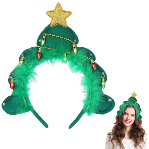 DIELIANHUA Weihnachts Haarreif, Weihnachtsstirnband, Haarreif Weihnachten, Weihnachtsbaum Haarreifs, Weihnachts Kopfschmuck, Weihnachten Stirnband für Kinder Damen Geburtstag Party Cosplay Karneval