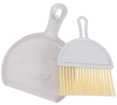 Didiseaon Mini Handheld Broom and Dustpan Set Small Desktop Cleaning Brush with Wide Mouth Dustpan for Home Office Car Light Grey Compact Sweeper for Keyboard Desk Table Cabinet Cleaning