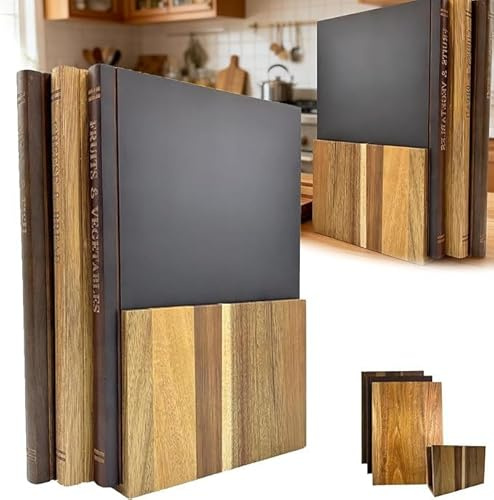 Cutting Board That Looks Like Books, Chopping Board Set of 3 with Stand, Wood Cutting Boards, for Fruits, Vegetables, Meat, Fish, Cheese and Bread
