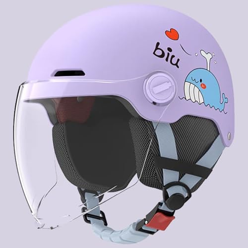 Casco da moto per bambini con visiera parasole, casco da moto aperto omologato ECE 22.06 per bambini e bambine dai 3 ai 12 anni 6,48~55cm