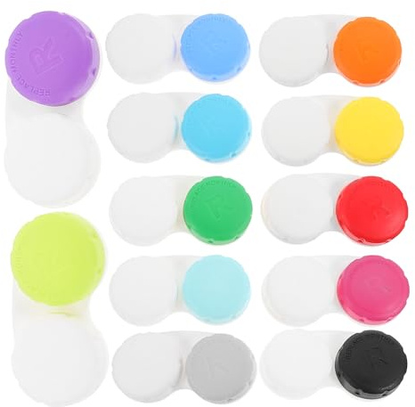 POPETPOP 12-Color Dual Contact Lens Case Set with Letters Leakproof Small Plastic Lens Organizer for Travel and Daily Use Portable