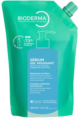 Bioderma Sébium Gel Moussant Nettoyant Purifiant Éco-Recharge 400 ml