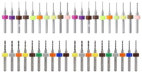 40 Pezzi Punte da PCB Micro,Mini Trapano da 0,1 mm a 1,0 mm e da 1,1 mm a 2,0 mm Punte Twist Bits,per Circuiti Stampati,Ambra,Cera d'api,Plastica,Gioielleria,Incisione