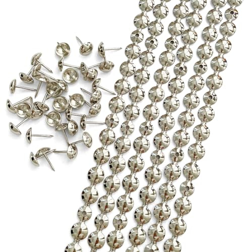 Let's Decorate Tiras decorativas de níquel para tapicería, 10 metros de diámetro, 11 mm de diámetro, con tachuelas de tapicería para sofá, cabecero y banco (E: níquel de 11 mm)