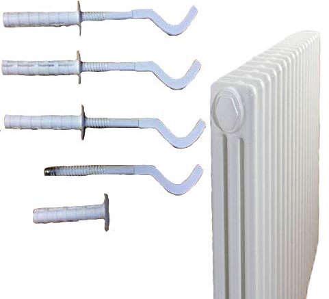 4 x Universal-Designer-Heizkörper-Wandhalterungen (weiß) mit kostenlosem Befestigungsset