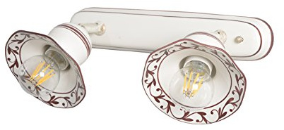 VANNI LAMPADARI - Applique da Parete Interno Edera - Lampada da Parete Orientabile 2 Luci in Ceramica Decorata a Mano - Applique Camera da Letto - Bagno - Cucina – Soggiorno, Marrone