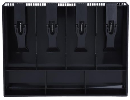 Four grid supermarket drawer cashier box Cash Drawer Register Insert Tray, Replacement 4 Bills 3 Money Storage Box Plastic 12.6 x 9.6 x 1.4inch Black & White(Black)