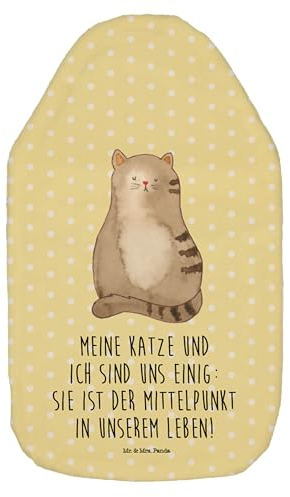Mr. & Mrs. Panda Wärmflasche Katze Sitzen - Geschenk, Körnerkissen, Liebe, Kater, Kinderwärmflasche, Katzendeko, gestreift, Wärmekissen,