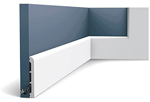 Orac Plinthe SX184 CASCADE Polystyrène extrudé (HDPS) lisse arrondi avec passage de câble prétraité