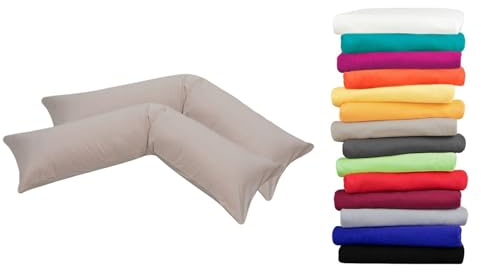 Moon Luxury Linon 2er Pack Kissenbezug für Seitenschläferkissen 40x145 Taupe, Kissenhülle 100% Baumwolle