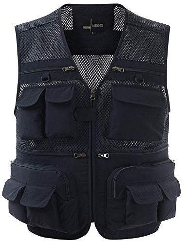 Shengwan Outdoor-Weste Damen Herren Sommer Multi-Taschen Anglerweste Atmungsaktive Netzweste für Fotografie und Wandern Navy 2XL