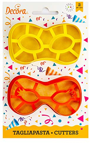 Kit 2 TAGLIAPASTA Arlecchino - Maschera Mascherina di Carnevale Halloween - formine stampi taglia biscotti per Creare Fantastici Dolci e decori Torte - Ideale per Decorazioni in Pasta di Zucchero