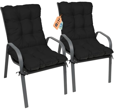 SuperKissen24. Coussin Dossier pour Chaise Longue, Siège, Banc de Jardin, Canapé - Lot de 2-96x48 cm - Bain de Soleil - Intérieur/Extérieur – imperméable - Noir