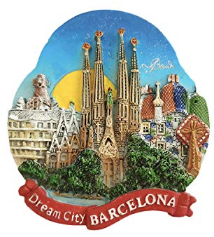 Dream City Barcelona Espagne Aimant de réfrigérateur en résine 3D Souvenir de voyage Fait à la main Décoration de maison et de cuisine