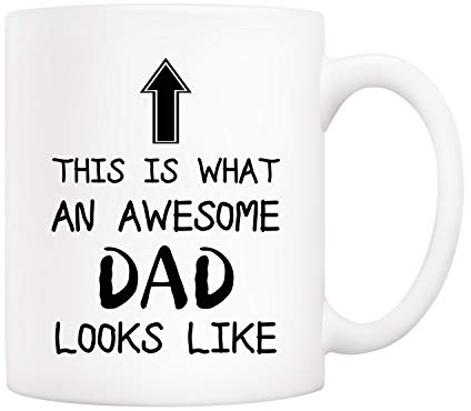 5Aup Funny Father's Day Awesome Dad Coffee Mug Gifts, This is What an Awesome Dad Looks Like, 11Oz Novelty Cups from Daughter Son, Unique Birthday for Father Husband Men