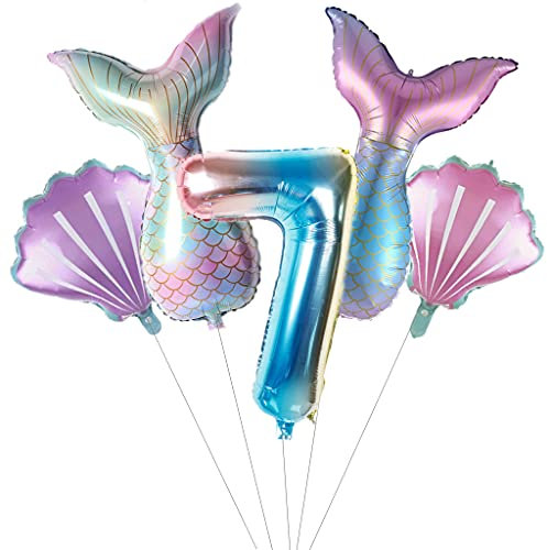 Großes Meerjungfrau Luftballons 7 Jahre geburtstag Deko Mädchen Set 7 Jahre Kindergeburtstag Deko Meerjungfrau Folienballon 7. Geburtstag dekoration Mädchen ballons 7 Geburtstag (7)
