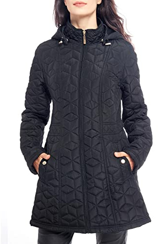 S P Y M Womens Diamond Quilted Jacket Lightweight Padding Coat with Pockets, Regular and Plus Size