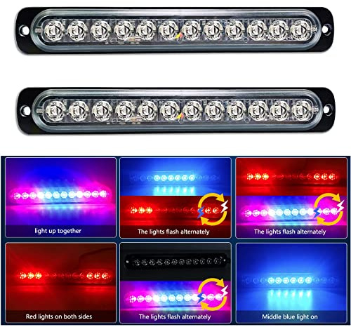 Willpower Feu de Penetration Lumière Stroboscopique 12V 24V Bleu Rouge | Feux Flash Avant Voyant D’Alarme Urgence Clignotants Barre D'avertissement pour Auto Voiture Véhicule Tracteur Camion