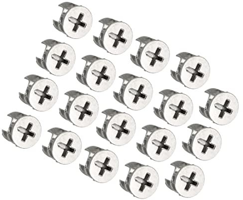 PATIKIL 15mm Dia Cam Lock Raccordi Dado, 15pz per Mobili Collegamento Zinco Lega, Tono Argento