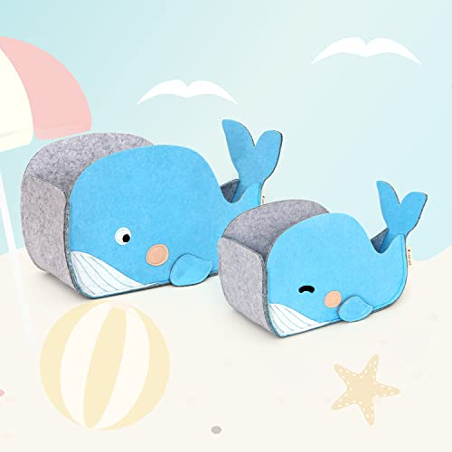 Lucky Sign - Aufbewahrungsbox Kinder Spielzeugkiste aus Filz faltbar für Jungen & Mädchen Spielzeug-Organizer, Vater und Sohn eines Wals Set