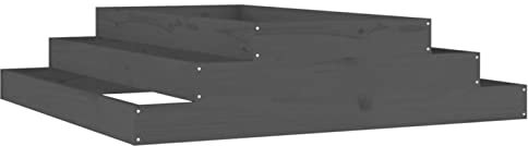Tidyard Fioriera,da Giardino,Design a 3 Scale,in Legno Massello di Pino,Grigio,110x110x27 cm,Fioriera da Balcone,Fioriera da Giardino,Fioriera da Esterno,Fioriera da Patio,Fioriera Esterno