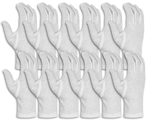MSK Production 12 Paar Feinstrickhandschuhe - MyGrip White - 100% Baumwolle - Schutzhandschuhe, Stoffhandschuhe Ideal für Handwerk, Verpackungsindustrie & Logistik, Arbeitshandschuhe, Gr. S