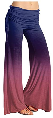 FUPODD Boho Hose Druckn Freizeithose Weites Bein Haremshosen Damen Sommer Schlaghose Palazzo Hose Druckn Flatterhose Yogahose Wickelhose Hoch Geschnitten Luftige Pumphose Baggy Schlabberhose Vintage