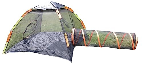 2-in-1 Katzenzelt für draußen, tragbares Katzenzelt mit Pop-up-Tunnel, winddichte Struktur/Visier, atmungsaktiv/langlebig, für Katzen und kleine Tiere