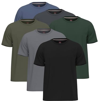 6-pack t-shirts för män UK 100 % bomulls-t-shirts | Enkel rund hals herr t-shirts multipack, Pack6 [Grå samling], XL