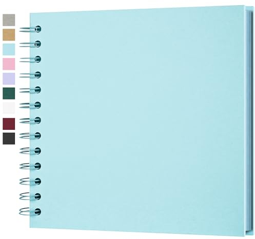 Yopih DIY Scrapbook Album 18x18 cm Hardcover Kraft Paper Scrap Book with 20 Sheets Memory Book for Family and Wedding Photography, Light Blue