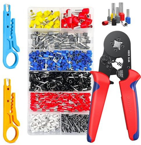 FZYCOM Pince à Sertir avec 1200Pcs Cosses et 2Pcs Pince à Dénuder, Kit Pince d'Outil de Sertissage, Pince à Sertir Cosse Electrique, Câble de Cosses 0,5-10mm² / 22-7 AWG, Pince Electricien