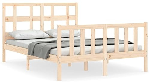 ZQQLVOO Bed Frame Lattenrost Palettenbett Bodenbett Massivholzbett mit Kopfteil