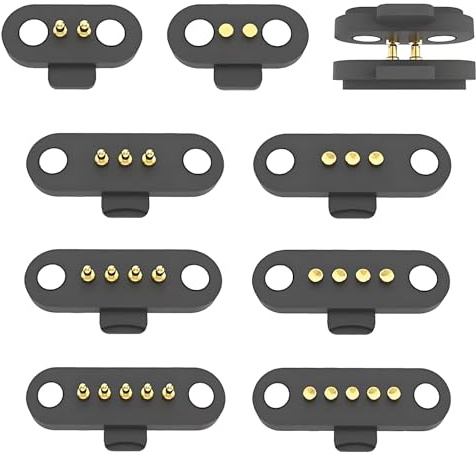 2 Paar magnetische Pogopin-Anschlüsse, 2/3/4/5P, 1 A Patch-Stecker + Buchse, 2,5 mm Durchgangslöcher, federbelastete Gleichstrom-Ladesonde (4-polig)