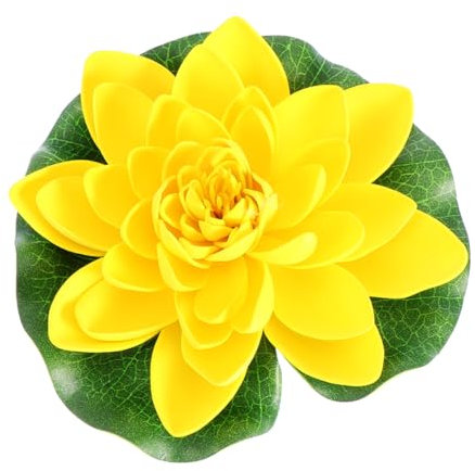 HOOTNEE 6stücke Künstliche Lotusblumen Als Teichpflanzen Kunststoff Lotusblumen-teichdekor Schwimmende Künstliche Seerosen Für Heimdekoration Und Gelb