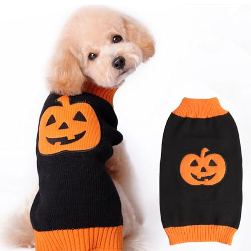 Hundtröja halloween kostym pumpa varm tröja för små medelstora stora hundar party present för husdjur valp och katter svart XS