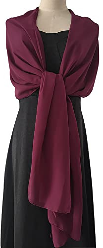 Anevous Stola Damen,Chiffon Halstuch,Elegante Schal,Braut Stola,Sommer Schal,Sheer Chiffon Tücher,Weicher Schal,Langschal für Abendkleid Hochzeit Braut Schultertuch,Dunkelrot 200x70cm