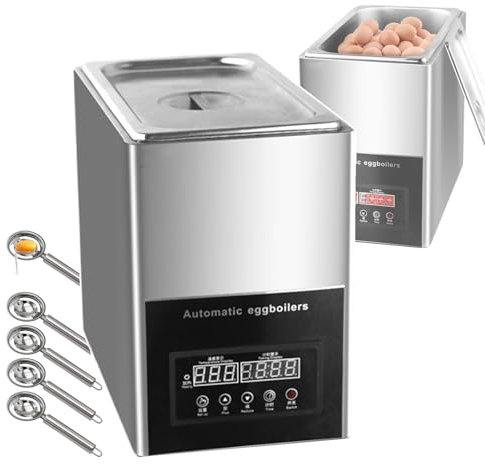 forplubossmmp Hervidores De Huevos Comerciales + Filtro De Líquido para 5 Huevos, Hervidor De Huevos Eléctrico, Máquina De Huevos De Aguas Termales Profesional para Tiendas De Té Matutino, Cantinas