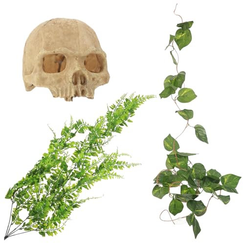BUGUUYO 1ensemble Set De Décoration De Terrarium pour Reptiles Accessoire De Cachette Plantes Et Réalistes pour Habitat Naturel Animaux Crawlers