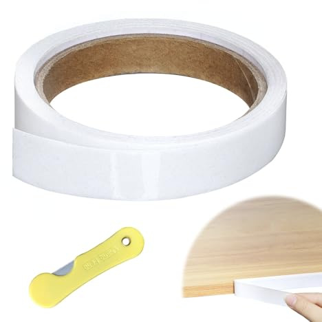 20mm X 10m Edge Banding, White Furniture worktop Edging Strip Self-Adhesive Edging Tape for Cabinet Repair Furniture Restoration Wooden Panels Kitchen Worktop DIY