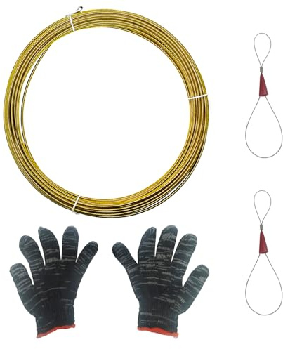 Fish Tape Wire Puller Fishing Sticks Cable Spring Electrical Equipment Tools, Wall Running Snake for Electricians (82.5FT(25meters) Spring)