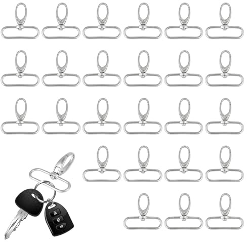 20 Stück 38mm Schlüsselanhänger D-ringen, Schwenkverschluss Silber Karabinerhaken Mit Drehgelenk, 360° Drehbar Schlüsselanhänger Ringen Swivel Clips Für Basteln Und Geldbörsen-Hardware (38mm)