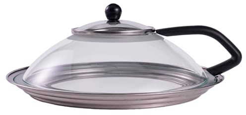 AGLAS Splatter Guard Pot Lid, Tempered Glass Frying Fat Splatter Lid with Mini Lids for Fried Steak, Universal Frying Pan Cover Lids for Pots 24cm, 26cm 28cm