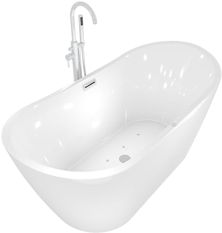 AcquaVapore freistehende Badewanne Wanne F13 180x92cm Whirlpool Luftmassage Armatur AF02