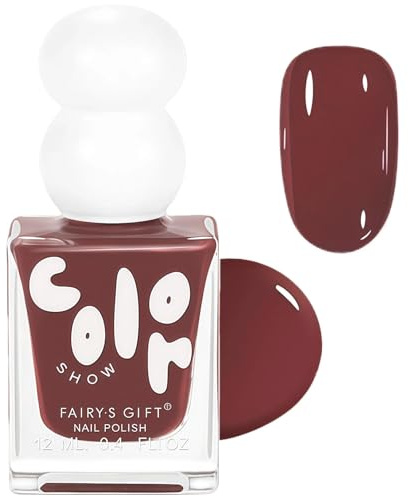 Brown Nail Varnish, Dark Nude Nail Polish, Quick Dry & Long Lasting Creamy Neutral Brown Nails Polish - No Need UV Nails Varnish, Chocolate Color, DIY Manicure, Water-Based Formula